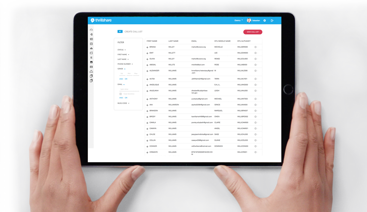 Tablet showing how our school alerts integrate with school information systems